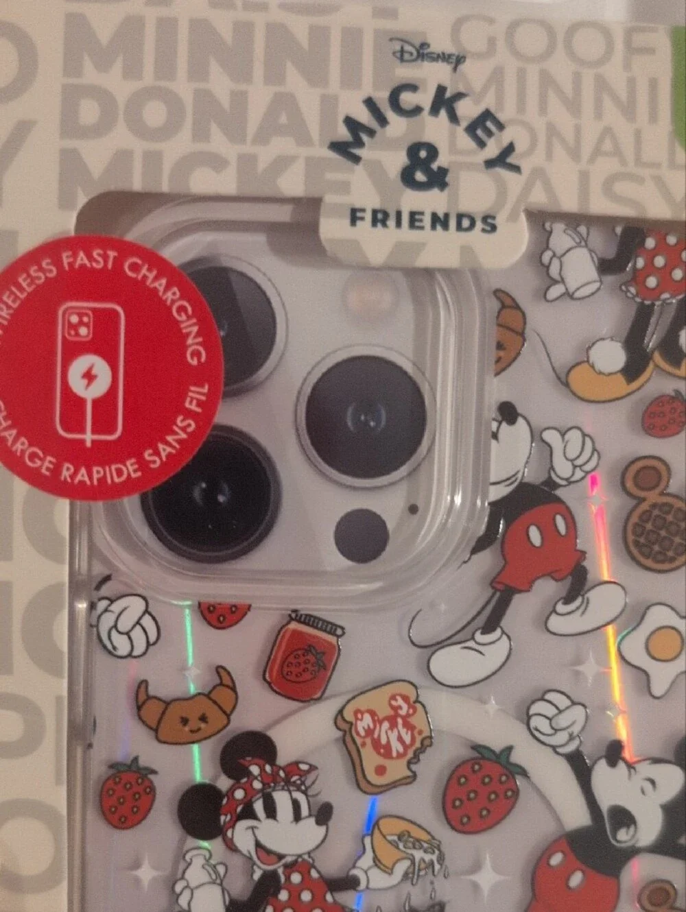 Disney Minnie & Mickey Clear Phone Case with Red, Black, Yellow Accents